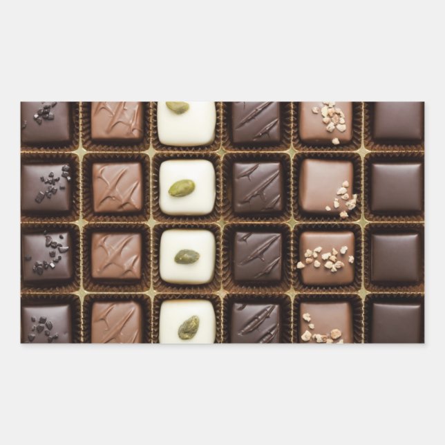 Handmade luxury chocolate in a box rectangular sticker (Front)