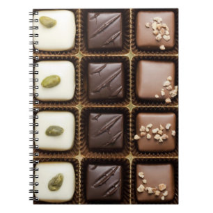 Handmade luxury chocolate in a box spiral notebook