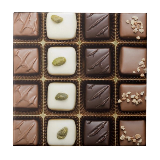 Handmade luxury chocolate in a box tile (Front)