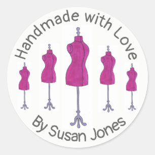 Handmade Made with Love Custom Sewing Mannequin Classic Round Sticker