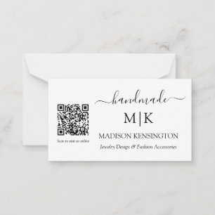 Handmade Monogram or Add Logo Business QR Small Card