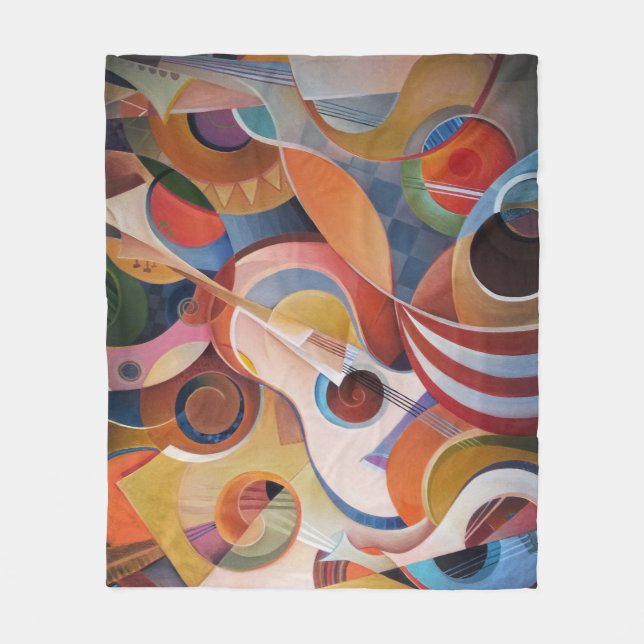 Handmade Music Abstract Painting Fleece Blanket (Front)