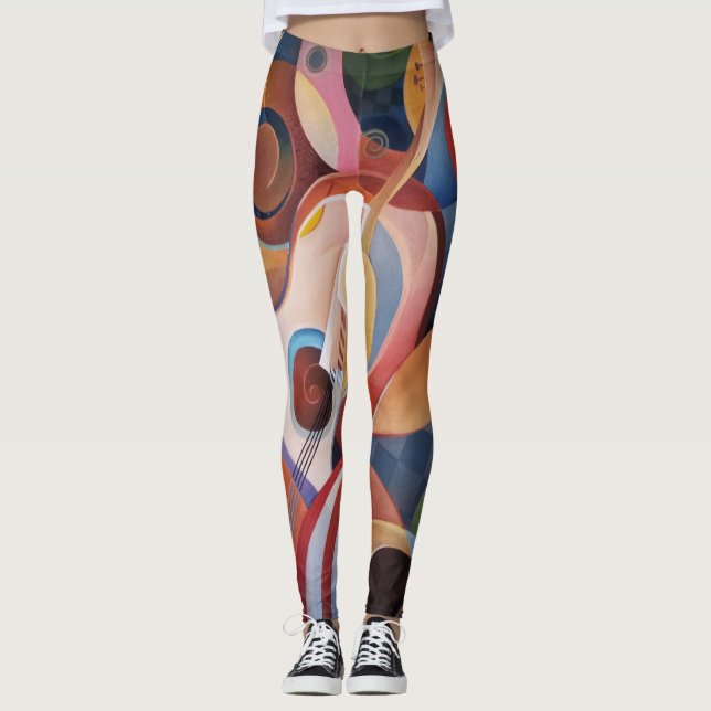 Handmade Music Abstract Painting Leggings (Front)