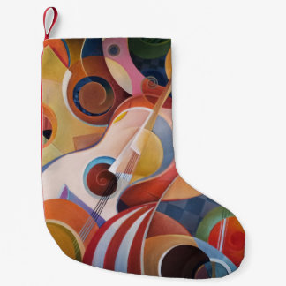 Handmade Music Abstract Painting Small Christmas Stocking