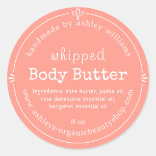 Handmade Organic Body Butter Label Pink