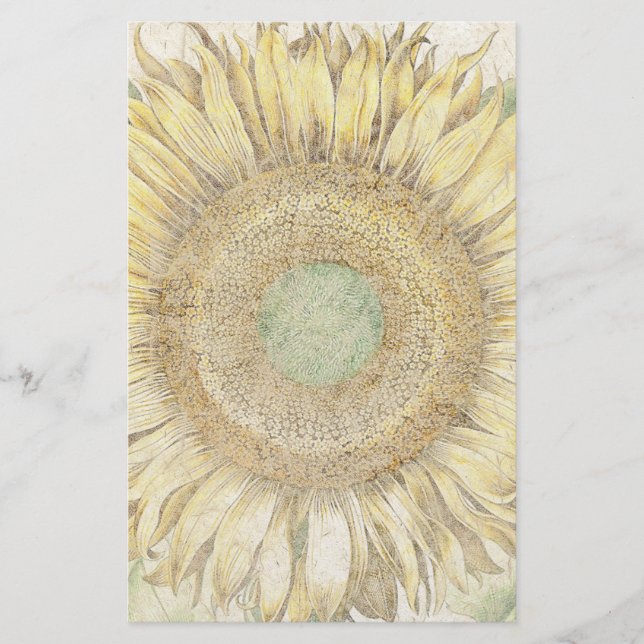 Handmade Paper Sunflower Flowers Floral Stationery (Front)