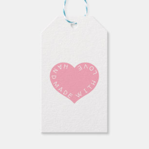 Handmade Pink Love heart Gift Tags