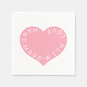 Handmade Pink Love heart Napkin