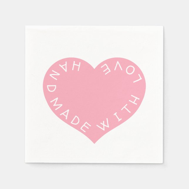 Handmade Pink Love heart Napkin (Front)