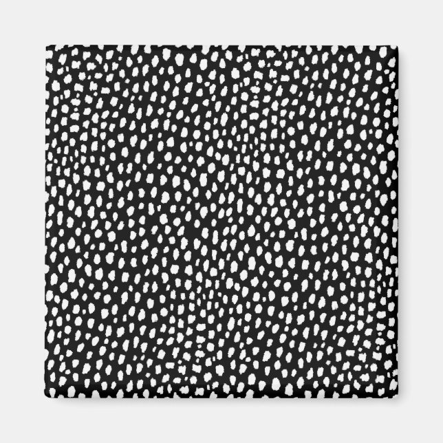 Handmade polka dot brush strokes (black and white) magnet (Front)