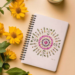 Handmade Pressed Flower Mandala By S.Frigui Art Notebook