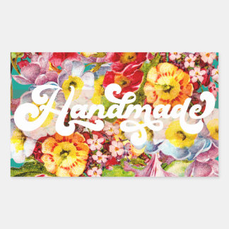 Handmade Pretty Floral Pattern Vintage Primrose Rectangular Sticker