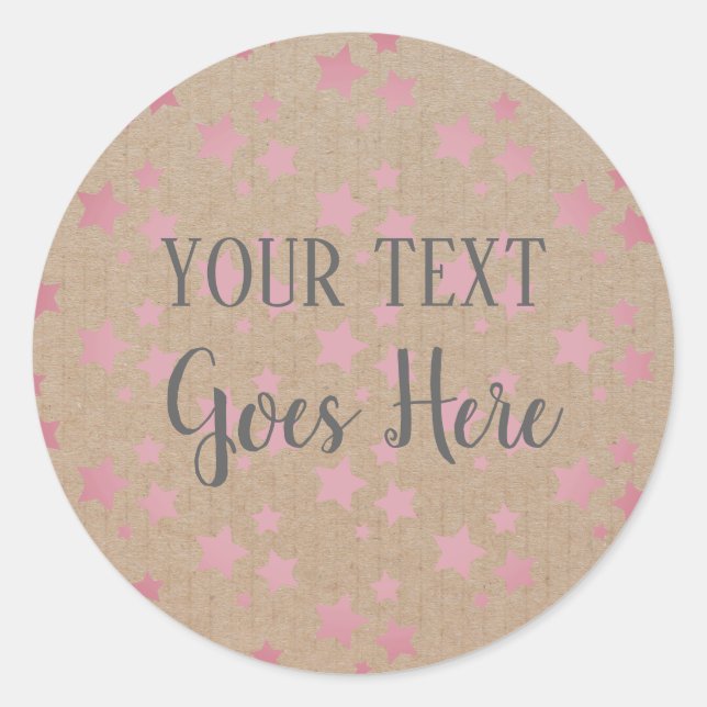 Handmade Product Modern Stars Craft Ombre Pink Classic Round Sticker (Front)