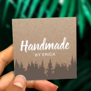 Handmade Product Pine Forest Rustic Kraft Square Business Card