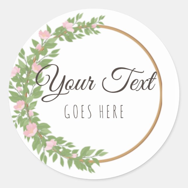 Handmade Product Simple Trendy Floral Wreath Classic Round Sticker (Front)