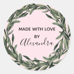 Handmade Product Vintage Branch Trendy Pink Classic Round Sticker