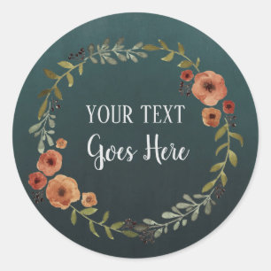 Handmade Product Vintage Floral Wreath Craft Classic Round Sticker