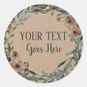 Handmade Product Vintage Floral Wreath Craft Classic Round Sticker
