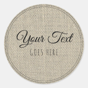 Handmade Product Vintage Trendy Hessian Burlap Classic Round Sticker
