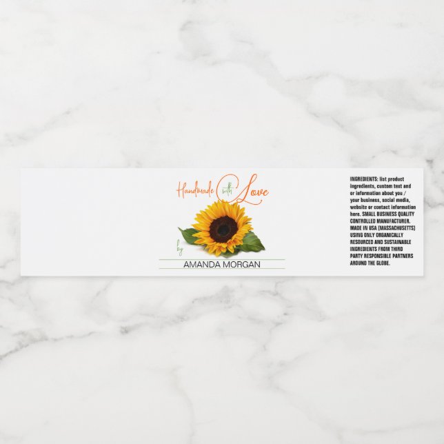 Handmade Product Wrap Around Label Sunflower (Single Label)