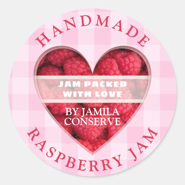 Handmade Raspberry Jam Classic Round Sticker (Front)
