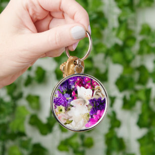 Handmade Real Dried Flower Resin Aesthetic Keychai Key Ring