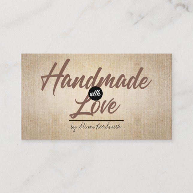 Handmade Rustic Kraft Business Card (Front)
