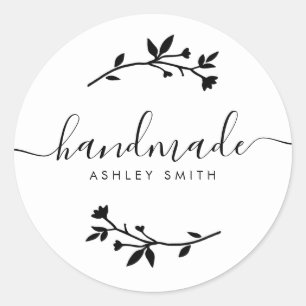 Handmade Rustic Kraft Business Card Classic Round Sticker