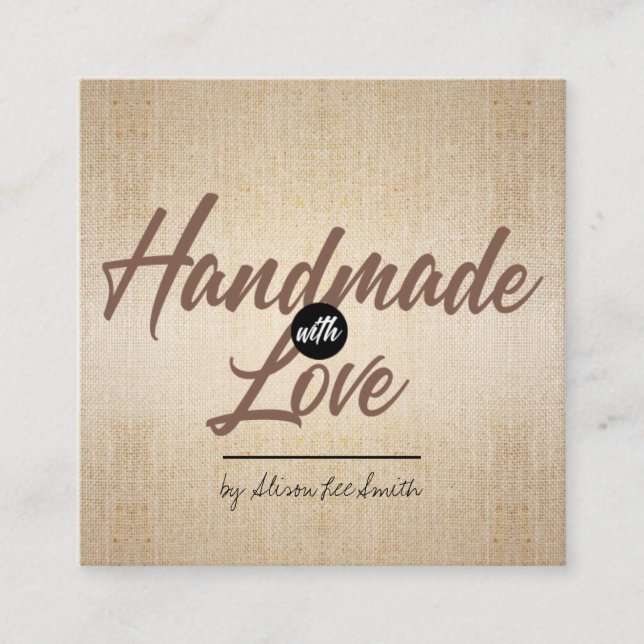 Handmade Rustic Kraft Square Business Card (Front)