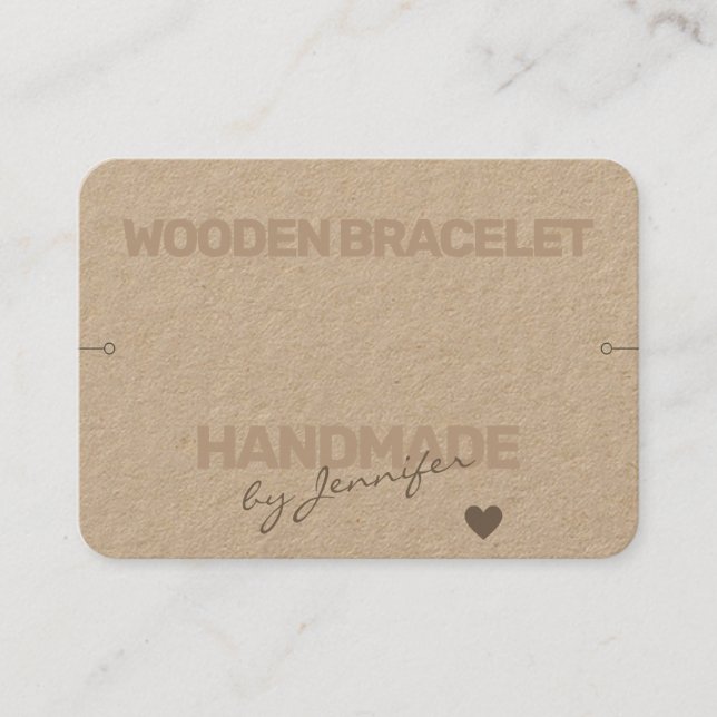 Handmade Rustic Natural Paper Simple Bracelet Business Card (Front)