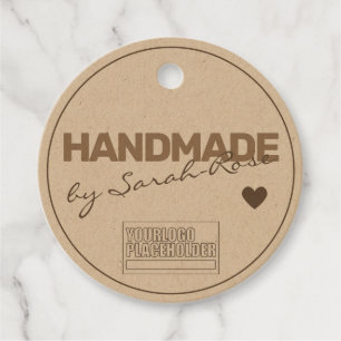 Handmade Rustic Natural Paper Simple Logo Template Favour Tags