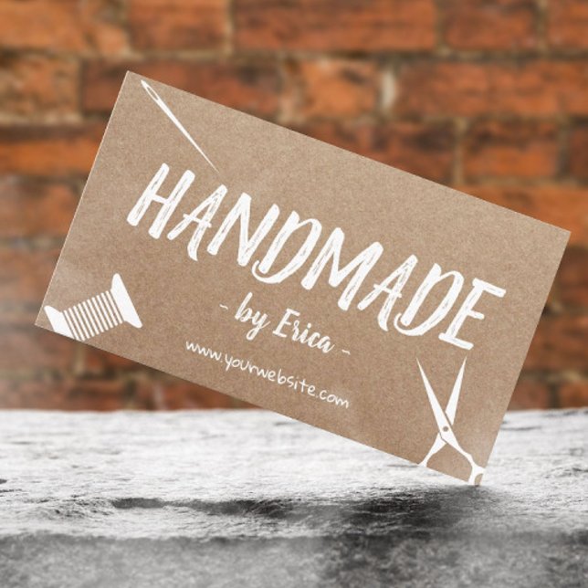 Handmade Sewing Crafts Rustic Kraft Business Card (Creator Uploaded)