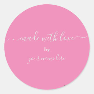 Handmade Simple Cute Trendy Pink Classic Round Sticker