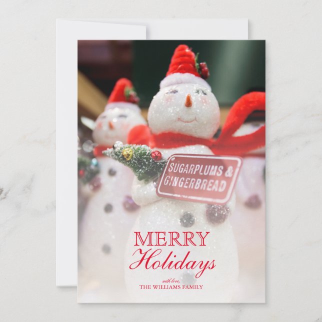 Handmade Snowman Ornament Holiday Card (Front)