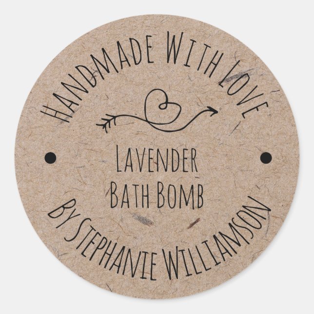 Handmade Soap Bath Bomb | Kraft Paper Classic Round Sticker (Front)