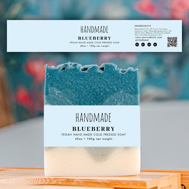 Handmade Soap Belly Band Blue Product Label Wrap Invitation Belly Band (Handmade Soap Belly Band Blue Product Label Wrap)