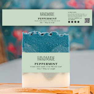 Handmade Soap Belly Band Green Product Label Wrap Invitation Belly Band