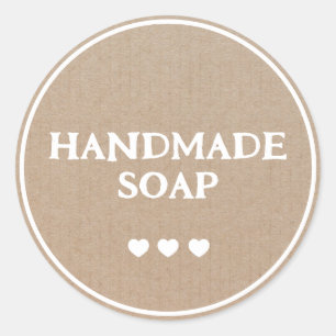 Handmade Soap Brown Kraft Paper Retro Boho Classic Round Sticker