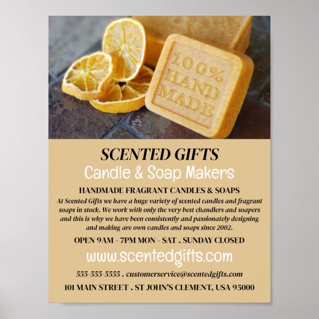 Handmade Soap, Candle & Soap Maker Advertising Poster (Front)
