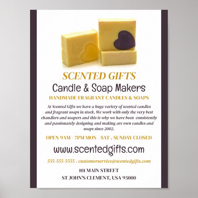 Handmade Soap, Candle & Soap Maker Advertising Poster (Front)