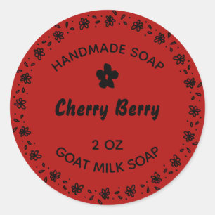 Handmade Soap Flower Wreath Custom Cherry Berry Classic Round Sticker