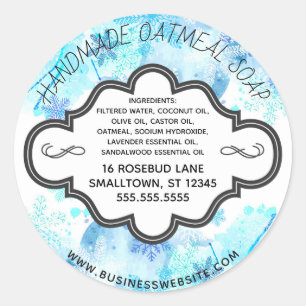 Handmade Soap Label Blue Winter Snowflakes Custom
