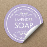 Handmade Soap Making Vintage Floral Lavender Classic Round Sticker<br><div class="desc">Handmade Soap Making Vintage Floral Plain Lavender Stickers.</div>