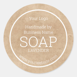 Handmade Soap Rustic Kraft Paper Classic Round Sticker