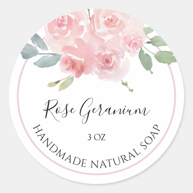 Handmade Soap Sticker Floral Rose Geranium (Front)
