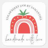 Handmade Strawberry Jam Rainbow Name Square Sticker (Front)