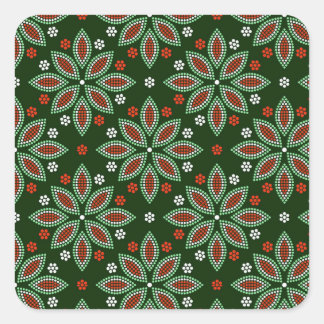 Handmade Style Dot Mandala Floral Pattern Square Sticker