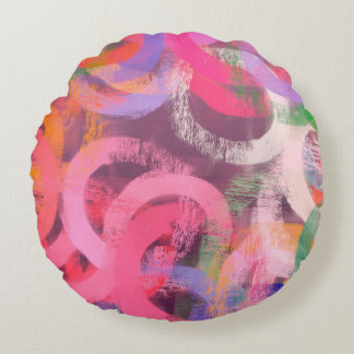 Handmade surreal abstract pattern. Modern artistic Round Cushion