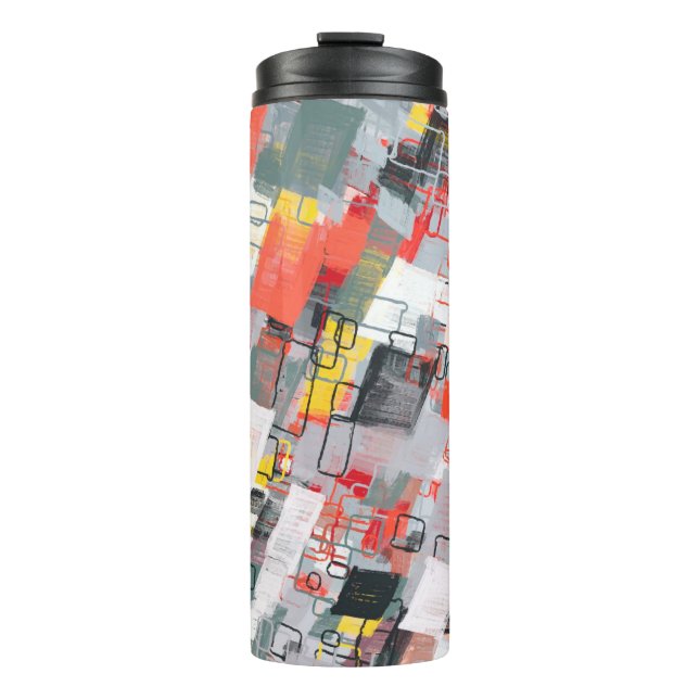 Handmade surreal abstract pattern. Modern artistic Thermal Tumbler (Front)