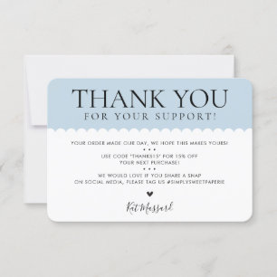 HANDMADE THANK YOU professional pretty pale blue